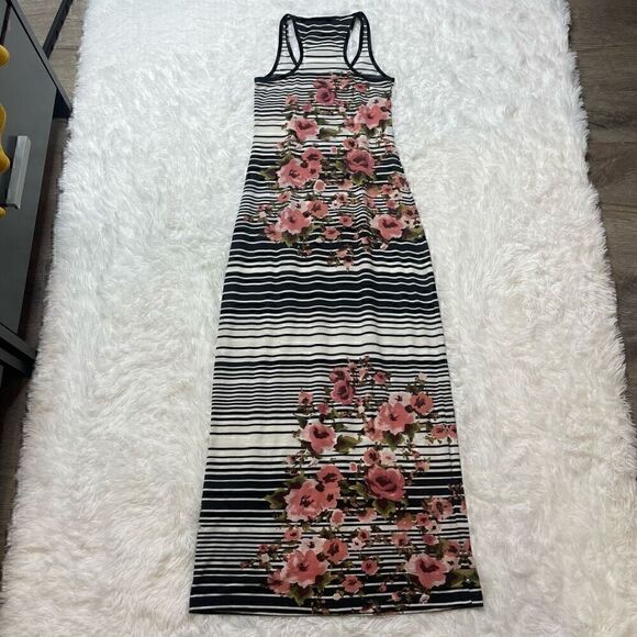 American Rag Stripe Floral Maxi Long Dress Racerback Sleeveless Size XS - Picture 5 of 5